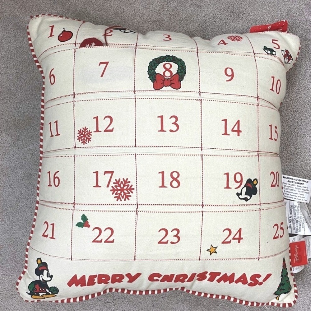 NEW Disney Mickey Mouse Christmas Advent Calendar Pillow 18x18 Holiday Decor '25